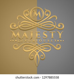 Classic Luxurious Letter M Logo with Embossed Gold Style Logo