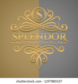 Classic Luxurious Letter S Logo with Embossed Gold Style Logo