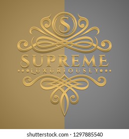 Classic Luxurious Letter S Logo with Embossed Gold Style Logo