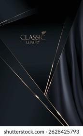 Classic Luxury Design with Gold Accents and Dark Fabric