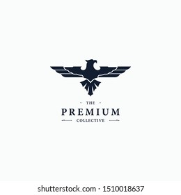 Classic luxury elegant abstrac bird logo design in vector illustration