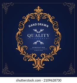 Classic luxury frame hand drawn Vector illustrations for your work Logo, mascot merchandise t-shirt, stickers and Label designs, poster, greeting cards advertising business company or brands.