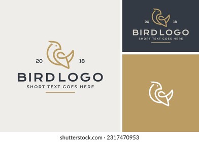 Classic Luxury Vintage Pigeon Dove Bird Label logo design