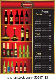 Classic and luxury wine bar menu.