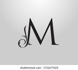 Classic M Letter logo. Graceful royal style Initial M. Vintage drawn emblem for book design,wedding invitation, brand name, business card, Restaurant, Boutique, Hotel. 