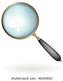 Classic magnifying glass on white background