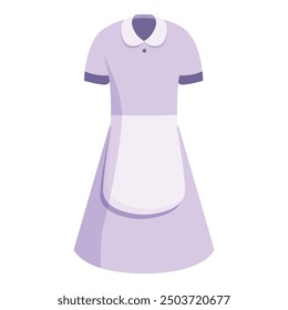 Classic maid uniform featuring a purple dress and white apron, symbolizing cleanliness and service in domestic settings