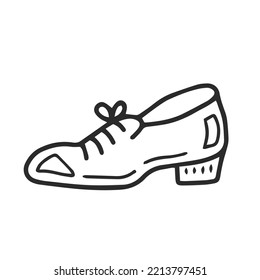 El doodle clásico de zapatos de hombre. Elegante hombre vestido con un icono de sketch de zapatos. Ilustración vectorial del calzado dibujado a mano en blanco y negro