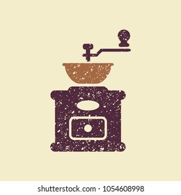 Classic manual coffee grinder. Vector flat icon.