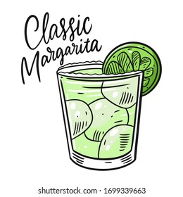 Classic Margarita. Colorful cartoon vector illustration. Isolated on white background.