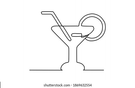 Classic margarita with lime, Continuous one line drawing