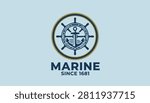 Classic marine heritage logo featuring a ship helm wheel and an anchor inside a circular frame with the text marine since 1681.
