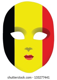 Classic mask with symbols of statehood of Belgium. Vector illustration
