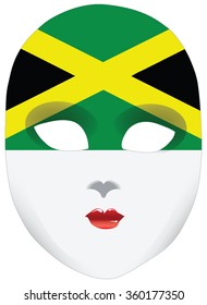 Classic mask with symbols of statehood of Jamaica. Vector illustration