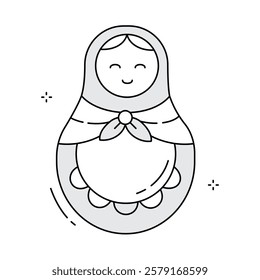 Classic Matryoshka Russian Doll Vector Icon Design