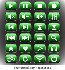 Classic media player buttons icon set.