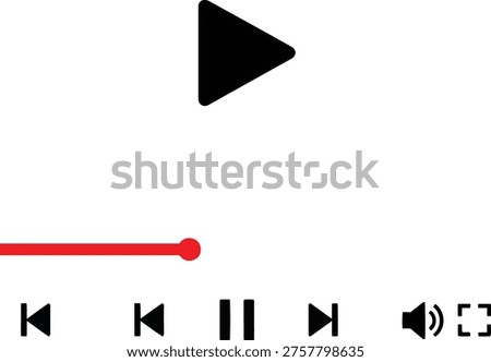 Classic media player control interface with play button and progress bar Vector