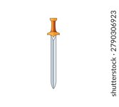 Classic Medieval Knight Sword with Orange Hilt Vector Icon