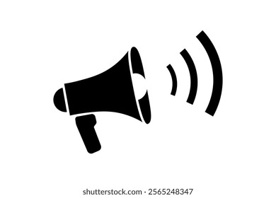 Classic megaphone icon highlighting the essence of voice amplification, megaphone speaker icon, loudspeaker communication symbol, public speaking megaphone, media announcement icon