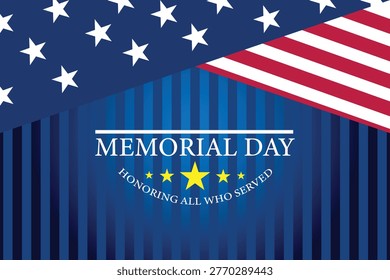 Classic Memorial Day background with American flag theme, expressing respect and remembrance for national heroes