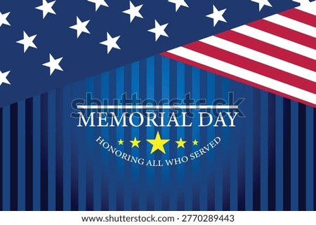Classic Memorial Day background with American flag theme, expressing respect and remembrance for national heroes