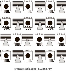 Classic memphis seamless pattern. Black and white colors. Background for printing brochure, cover, poster, textile design, web and cards