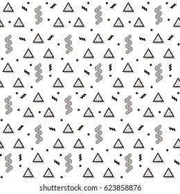 Classic memphis seamless pattern. Black and white colors. Background for printing brochure, cover, poster, textile design, web and cards
