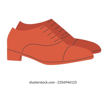 Classic men leather shoes. Hand drawn isolated vector illustration in flat style