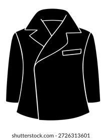 Abrigo de los hombres clásicos con la solapa ancha y la Ilustración vectorial de la silueta del detalle del bolsillo del pecho para el diseño formal de la ropa exterior y del negocio del Profesional de la moda del invierno