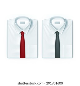 Classic men shirts set with red and black ties isolated vector illustration