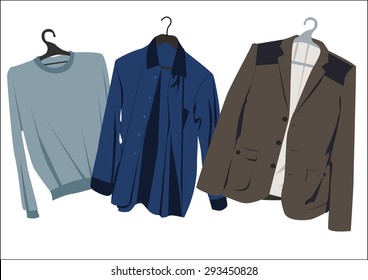 classic men's clothing on hangers