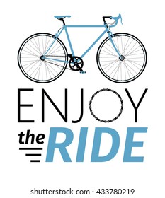 Classic mens town, road bike with enjoy the ride title, detailed vector illustration for card, t-shirt, etc.