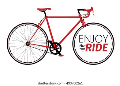 Classic mens town, road bike with enjoy the ride title, detailed vector illustration for card, t-shirt, etc.