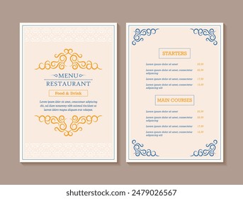 Classic Menu Layout with ornamental Elements