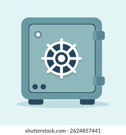 Classic metal safe protecting valuables flat design illustration