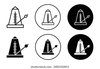 Klassisches Metronom-Symbol. Das alte antike Metronom bewahrt ein konsistentes Tempo, indem es durch einen stetigen Klick ein musikalisches Intervall markiert, um das Abspielen von Musik durch Pendelsymbol-Vektorgrafik zu beschleunigen oder zu verlangsamen. 