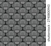 Classic mic repeating pattern. Retro microphone seamless pattern with white dots for radio