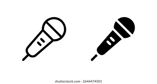 Ícone clássico do microfone definido para áudio, gravação de som e fala em público. Perfeito para música, transmissão e comunicação.