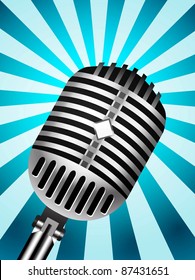 Classic Microphone on lined background