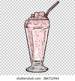 Classic Milkshake with Cream in Glass. 