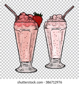 Classic Milkshakes with Cream in Glass. 