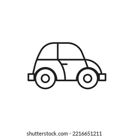  Icono de la línea clásica del Mini Car en blanco y negro