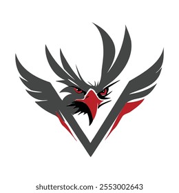 Classic Minimalist Eagle V Vector Clip art