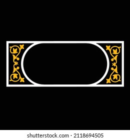 classic minimalist ornament in the form of a round rectangular box in yellow gold white black