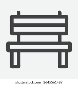 Ícone clássico e minimalista do banco do parque no estilo da arte da linha limpa