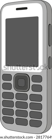 Classic mobile phone with keypad illustration, retro push button cellphone icon, vintage communication device, old technology element