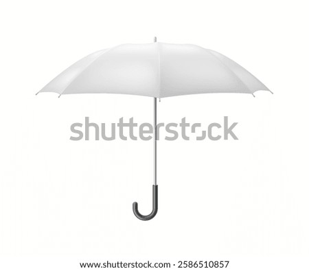 Classic mockup umbrella-cane open and ready for rain realistic vector illustration. Bad weather protection accessory 3d object on white background