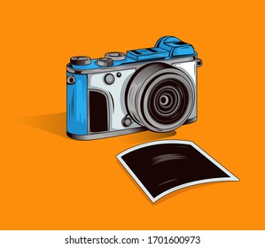 Klassische Spiegelkamera mit Fotopapier 