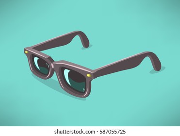 Classic Model Sunglasses On A Solid Background. Vector Graphic.