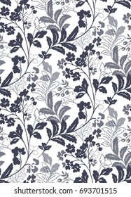 classic modern botanical floral silhouette print repeat pattern background wallpaper